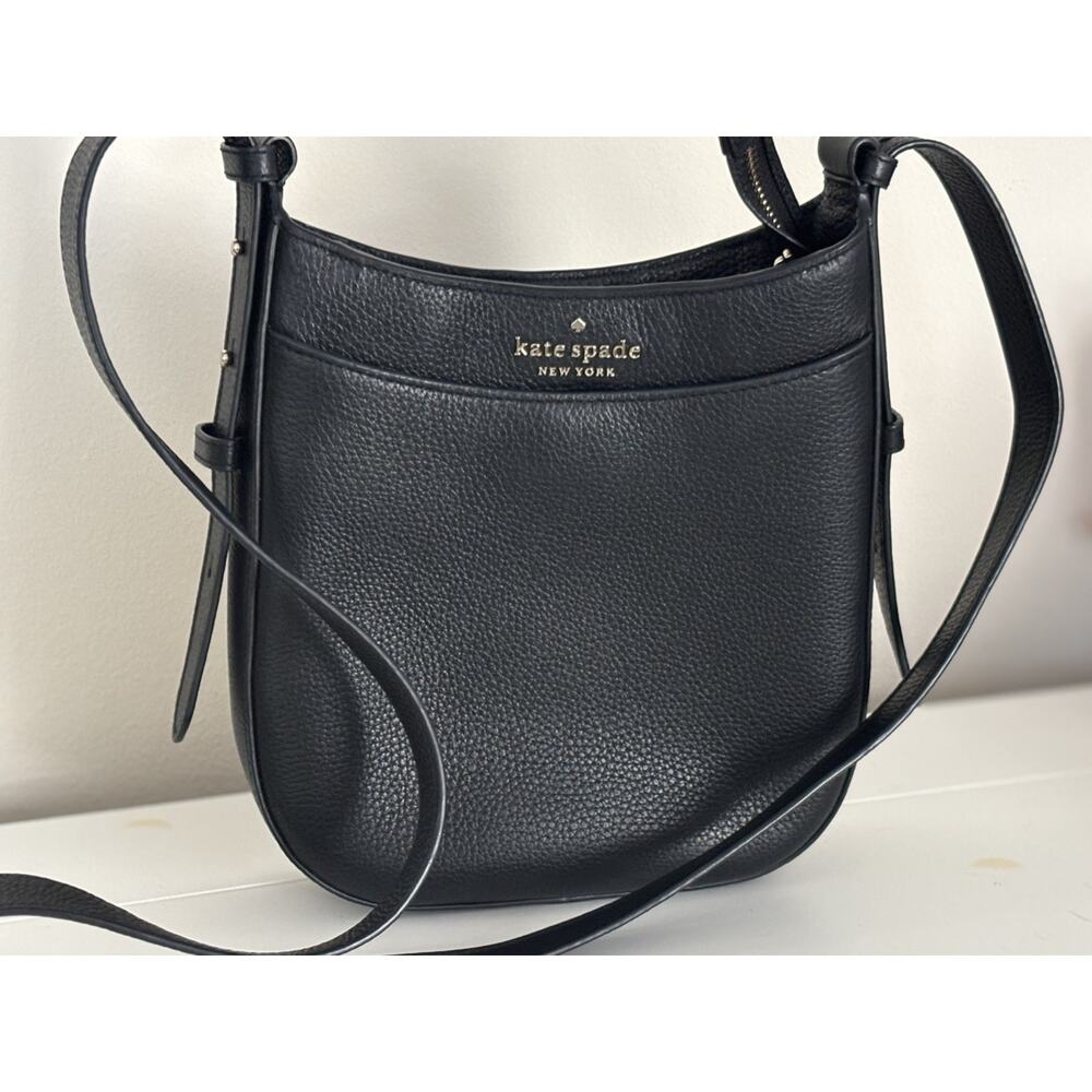Kate Spade Leila North South Pebbled Leather Crossbody - Black -